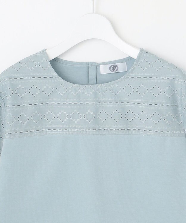 J.PRESS LADIES 【洗える】スムースジャージー 刺繍 カットソー ブルーグリーン系