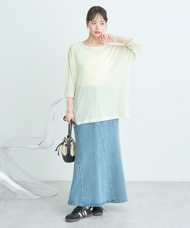 earth music&ecology ラメシアースリーブプルオーバー Light Yellow