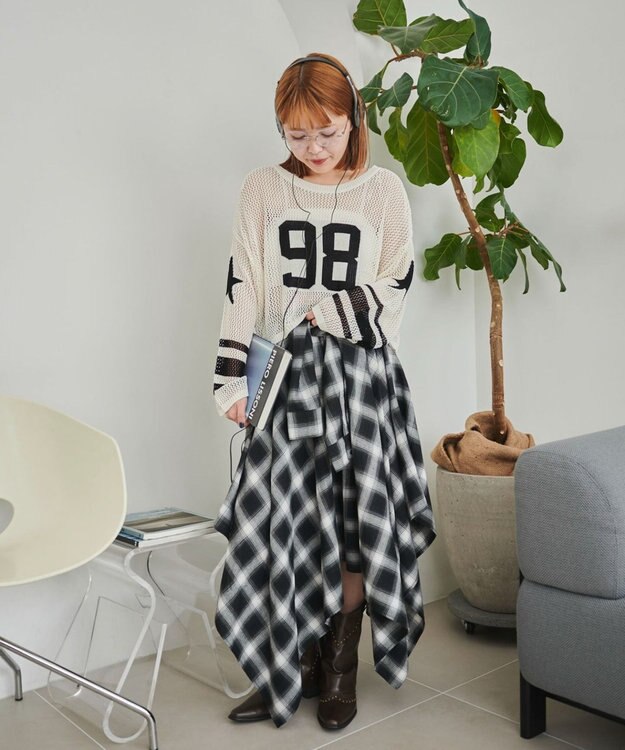 WEGO ナンバリングメッシュショートニット ブラック