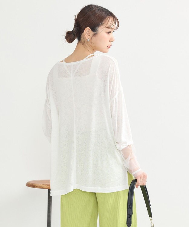 earth music&ecology ラメシアースリーブプルオーバー Off White