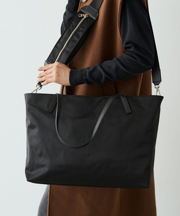 russet 《ファスナーポケット付きショルダーベルト》2wayトートバッグ(SF-266) Black