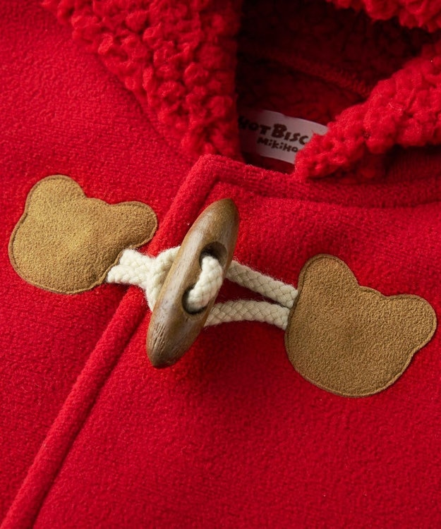 MIKI HOUSE HOT BISCUITS 【70-90cm】 お耳付きボアフリース ダッフルマント 赤