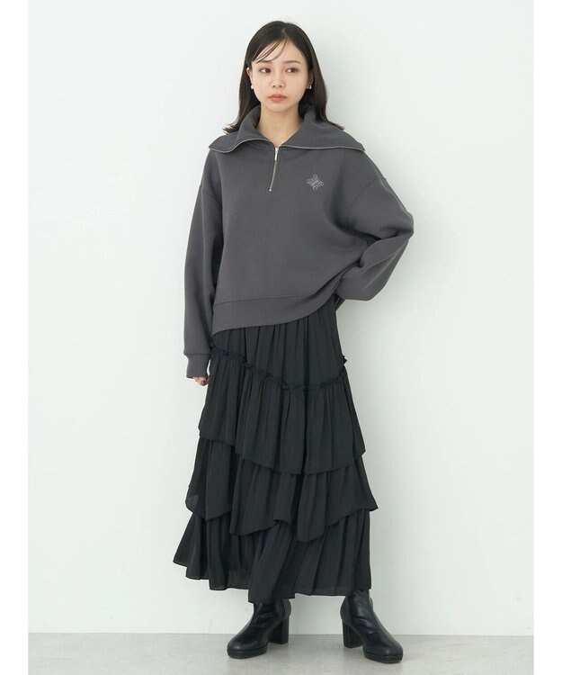 earth music&ecology ハーフＺＩＰ裏起毛プルオーバー Charcoal Gray