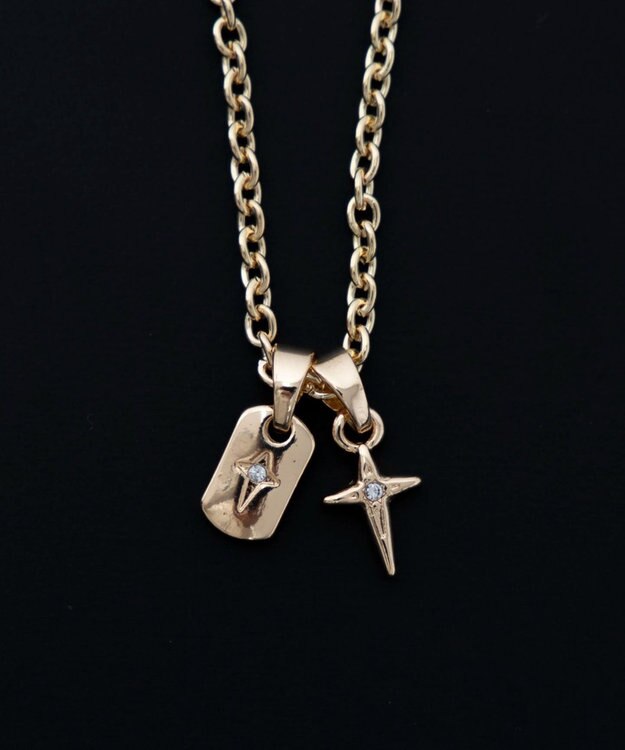 WEGO Mラインストーンダブルモチーフネックレス 柄2