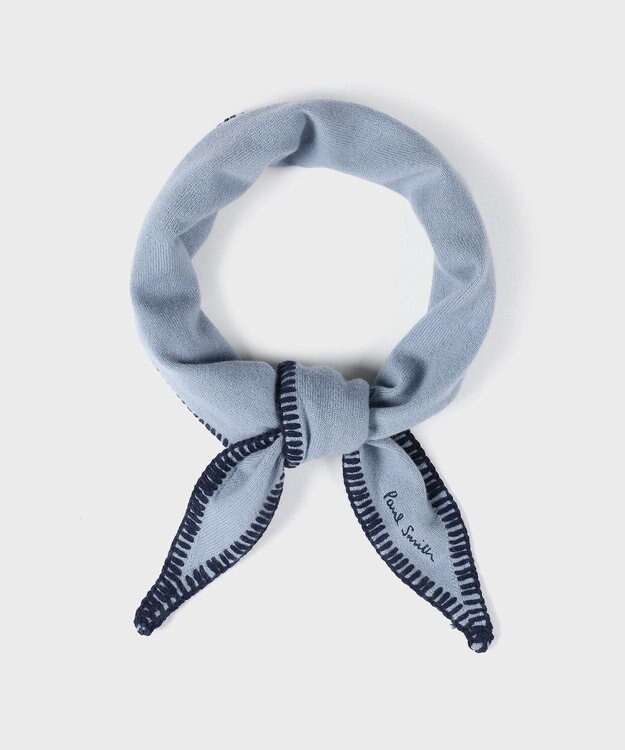 Paul Smith ブランケットステッチ トライアングル スカーフ ブルー