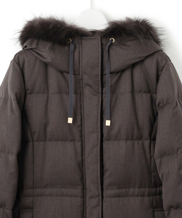 23区 S 【撥水加工】ブライトウール ロングダウンコート ブラウン系