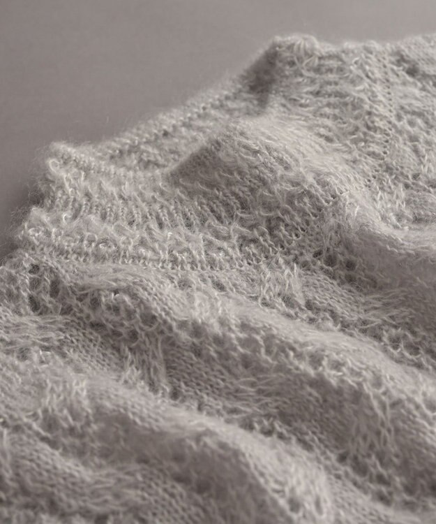 muuc 〈高品質シルク＆アンゴラモヘア〉模様編み ボトルネックベスト ライトグレー