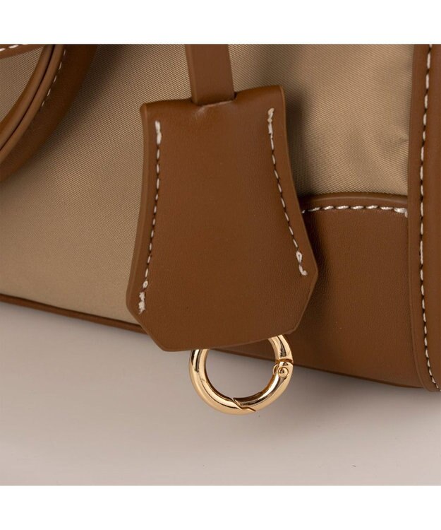 UNBILLION cachecache ミニポーチ付きスクエアボストン ベージュ