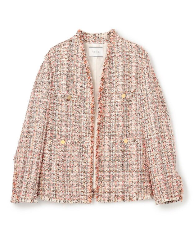 BEIGE， 【Oggi 4月号掲載】TEASEL / オーバーサイズツイードジャケット PINK MIX