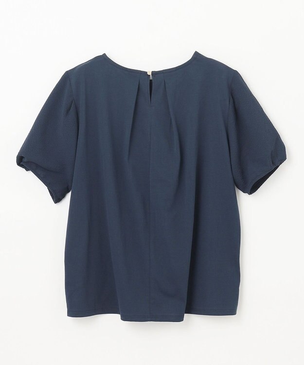 ANY L 【吸水速乾/UVケア】ミニサッカーコンビ袖ボリュームカットソー ネイビー