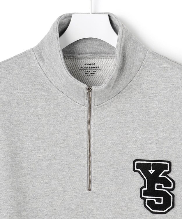 J.PRESS YORK STREET 【UNISEX】裏毛ロゴハーフジップ スウェット ライトグレー系