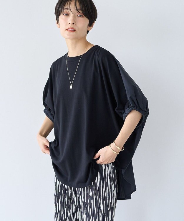 AMERICAN HOLIC 異素材ドッキングドルマンプルオーバー Black