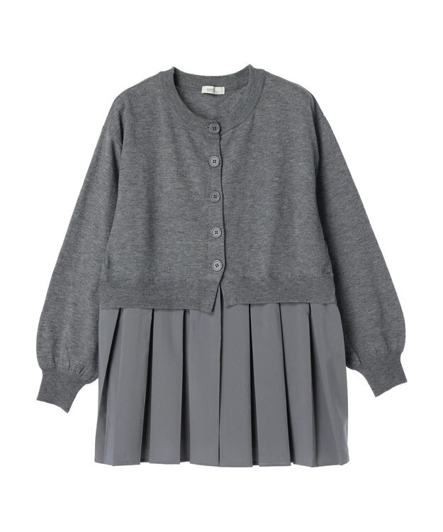 earth music&ecology プリーツドッキングカーディガン Gray