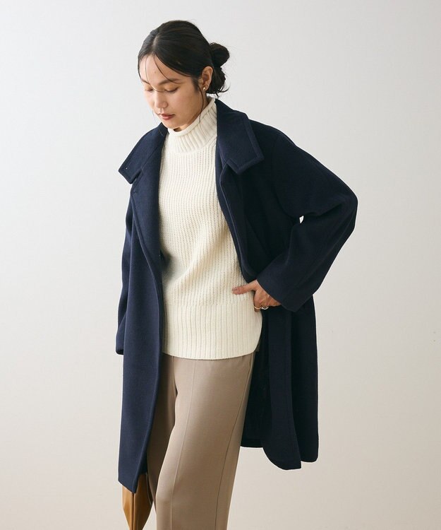 Green Parks スタンドロングコート Navy