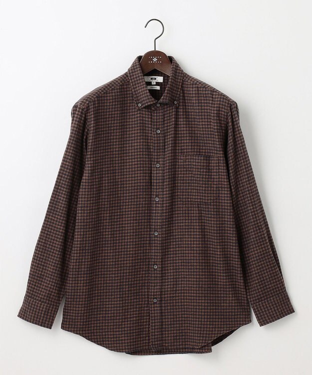 JOSEPH ABBOUD 【キングサイズ・柔らかな肌触り/暖かい】 ラフィーコットンフランネルシャツ キャメル系3