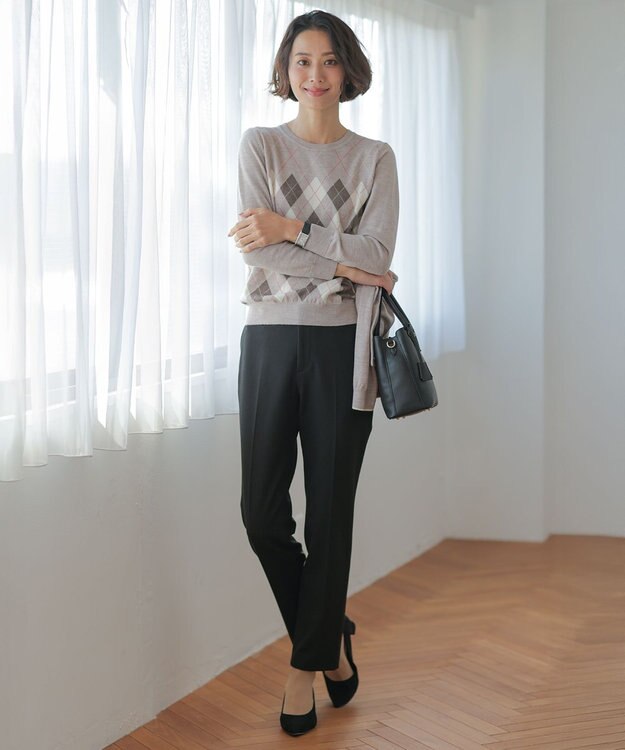 J.PRESS LADIES L チェルビック テーパード パンツ ブラック系