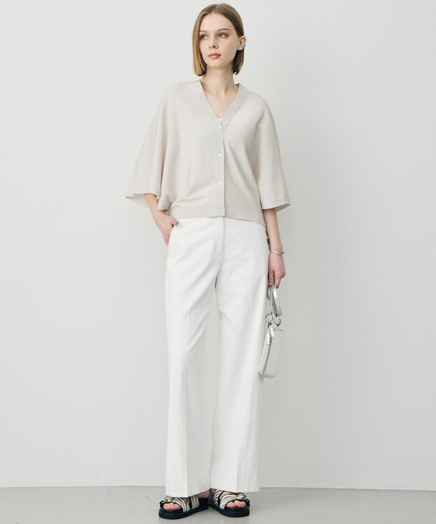 ICB L フライスリーブ Vネックカーディガン トープ