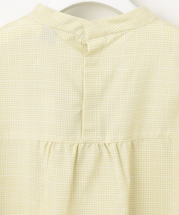J.PRESS LADIES L 【洗える】セルロース チェック スタンドカラー ブラウス ピスタチオ系3