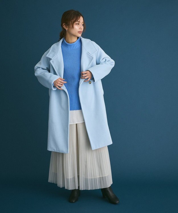 Green Parks スタンドロングコート Sax