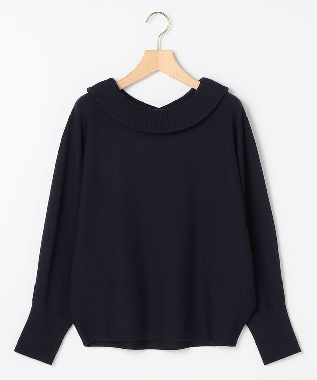 組曲 S 【加藤ローサさん着用 / 前後着用可】スムースストレッチロールネック ニット ネイビー系