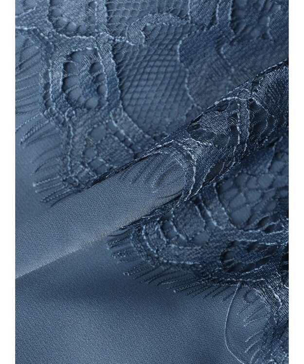 Green Parks 胸元レースフレンチスリーブブラウス Blue