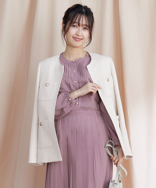 Tiaclasse 【洗える】ワッフルピケジャケット オフホワイト