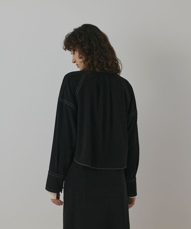 GRACE CONTINENTAL フェイクスウェードブラウス ブラック