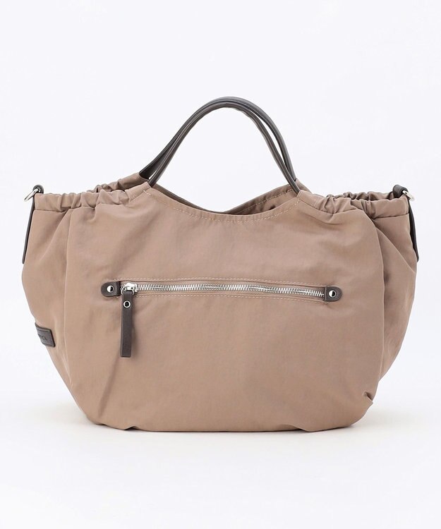 LA BAGAGERIE 【MONICA】サイドギャザー2WAYトートバッグ Mサイズ ベージュ