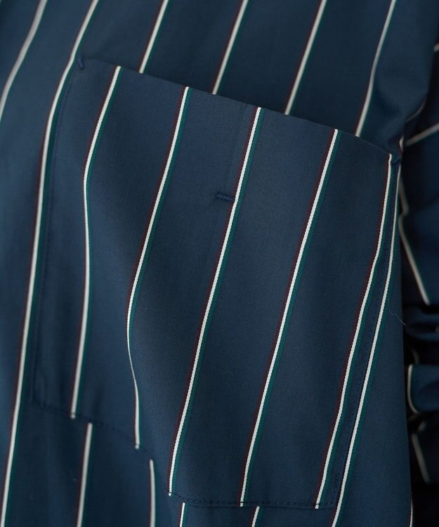 AMERICAN HOLIC ドビーストライプロングシャツ Navy