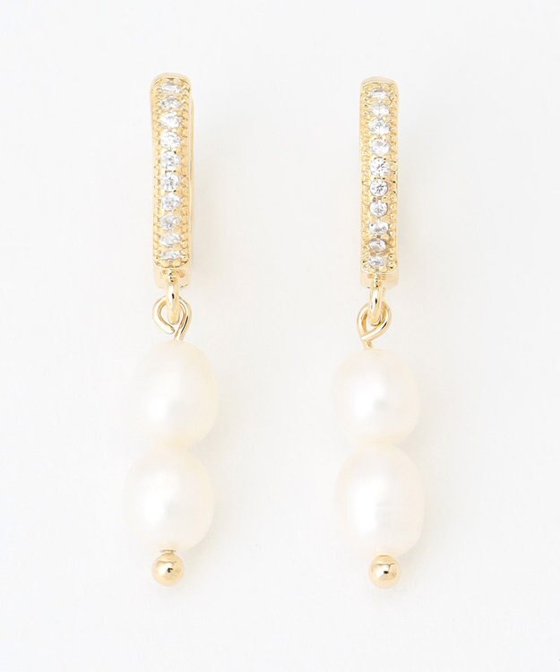 ANY 【WEB限定】ストーンリングパールピアス(両耳用) ライトゴールド