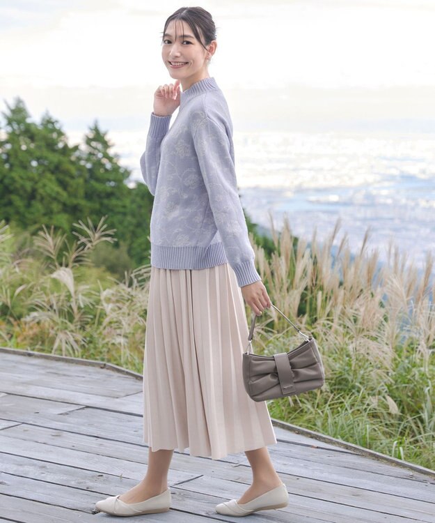 Tiaclasse L 【洗える】フラワージャガードニットトップス サックス