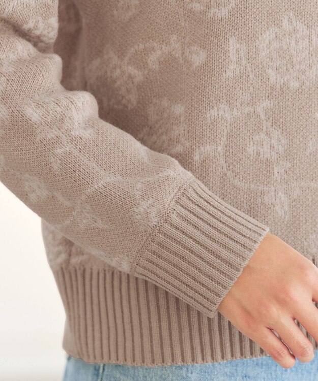 Tiaclasse L 【洗える】フラワージャガードニットトップス ベージュ