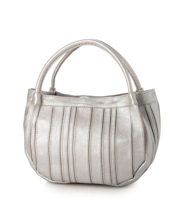 UNBILLION ピークスピーク PEAKS PEAK / ソフトレザーマルチストライプラウンド2wayバッグ シルバー