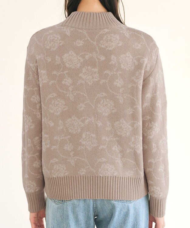 Tiaclasse L 【洗える】フラワージャガードニットトップス ベージュ