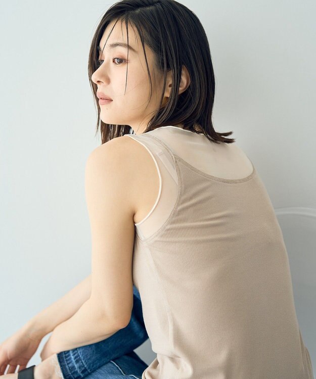 YECCA VECCA チュールMIXリブインナー Beige