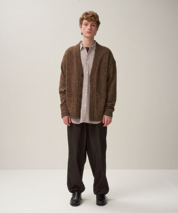 ATON BABY WOOL MOULINE | オーバーサイズカーディガン - UNISEX BROWN