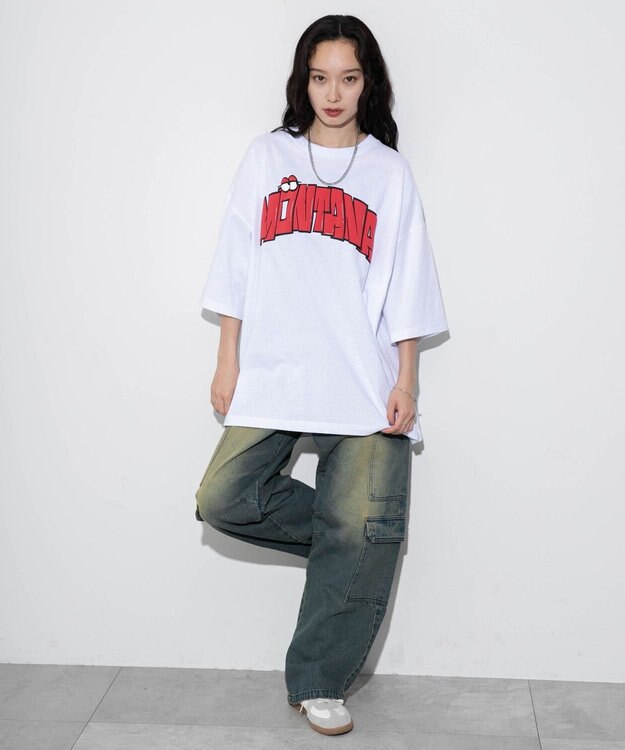 WEGO 【ユニセックス着用ITEM/ネックレス付き】アクセ付きグラフィックT（S） ホワイト