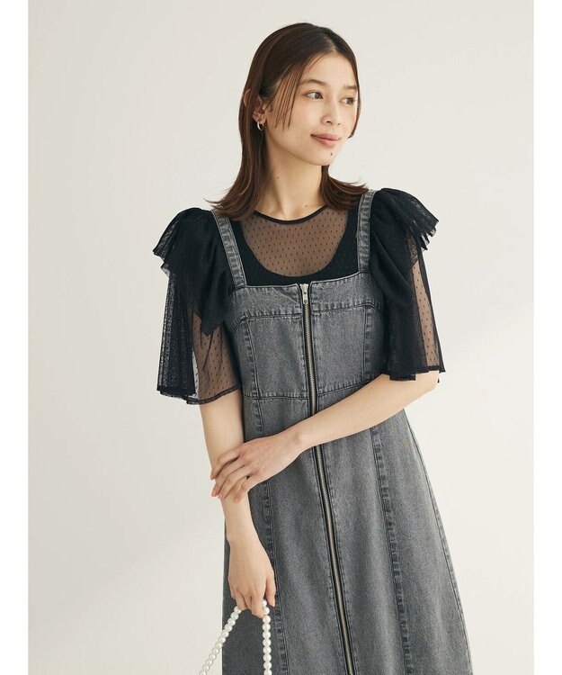 Green Parks ・ＥＬＥＮＣＡＲＥ　ＤＵＥ　デニム　Ｗ　ＺＩＰジャンスカ Black