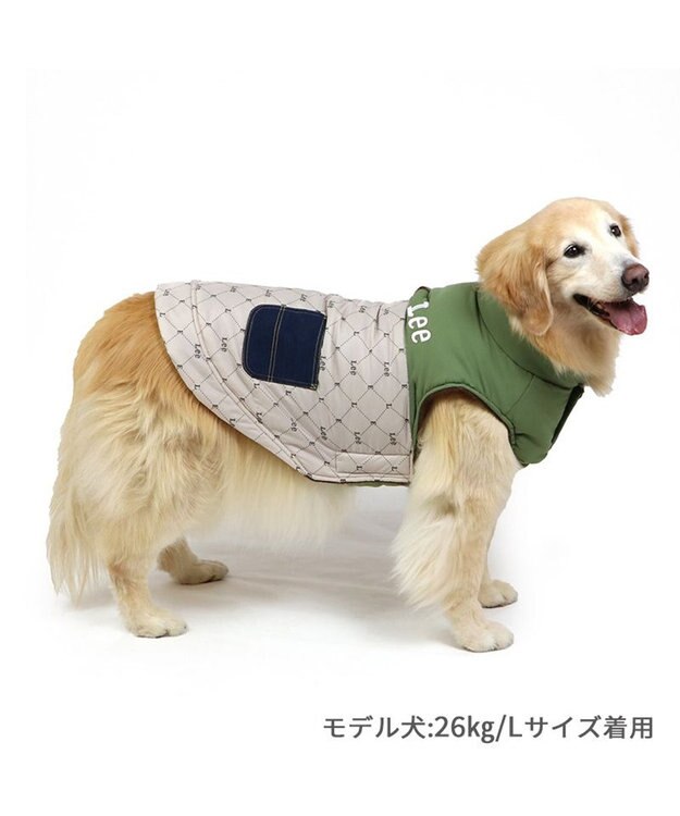 PET PARADISE LEE 綿入ベスト モノグラム 《カーキー》 中型犬 大型犬 カーキ
