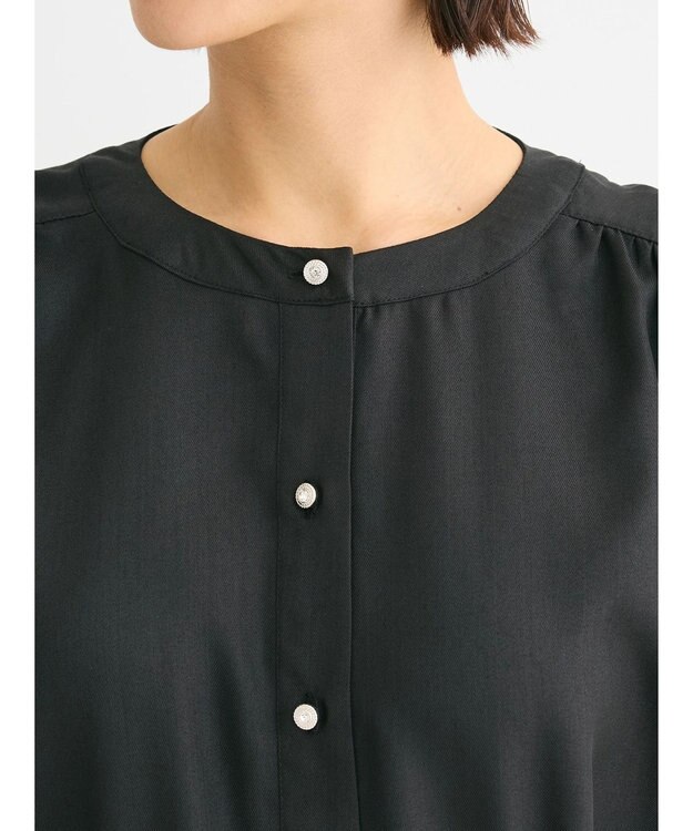 Green Parks ・ＥＬＥＮＣＡＲＥ　ＤＵＥリネンライクドロストワンピース Black