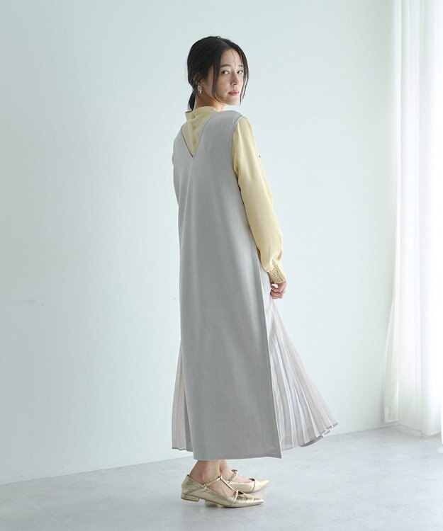 YECCA VECCA 【2点SET】ブラウスセットプリーツMIXジャンスカ Mocha