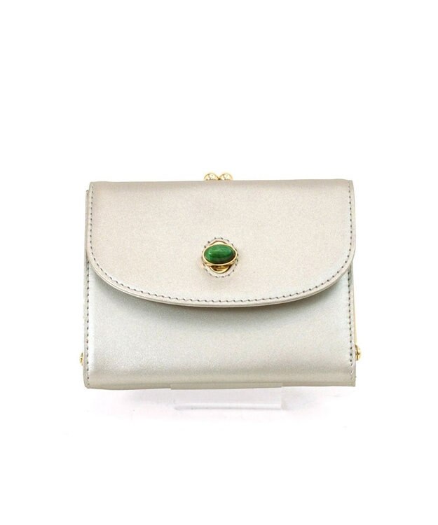 UNBILLION ペルケ perche ジェムストーンヒネリかぶせ二つ折り財布 シルバー