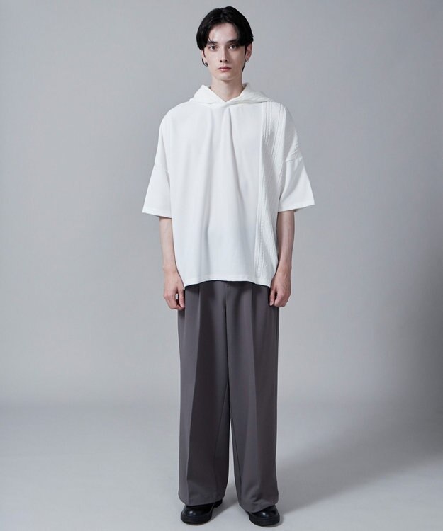 WEGO ジオメトリックブロックフードT(S) ホワイト