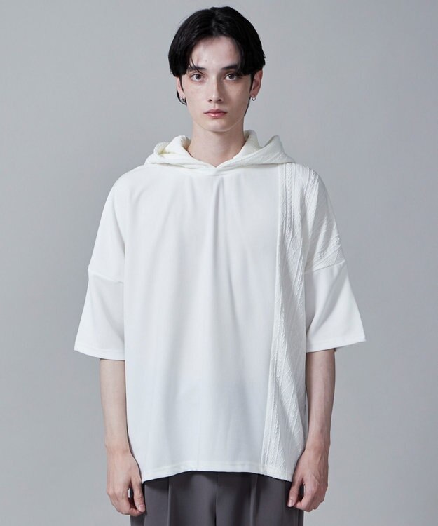 WEGO ジオメトリックブロックフードT(S) ホワイト