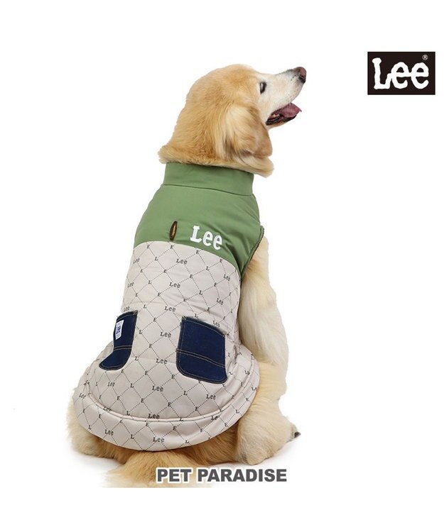 PET PARADISE LEE 綿入ベスト モノグラム 《カーキー》 中型犬 大型犬 カーキ