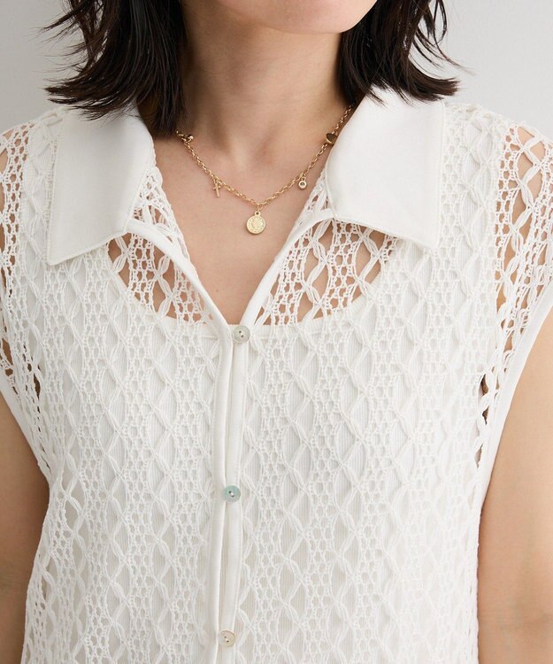 Green Parks 衿付きレースジレ Off White