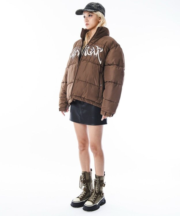 WEGO 【ユニセックス着用ITEM/MLサイズ展開】パファーグラフィックブルゾン ブラウン