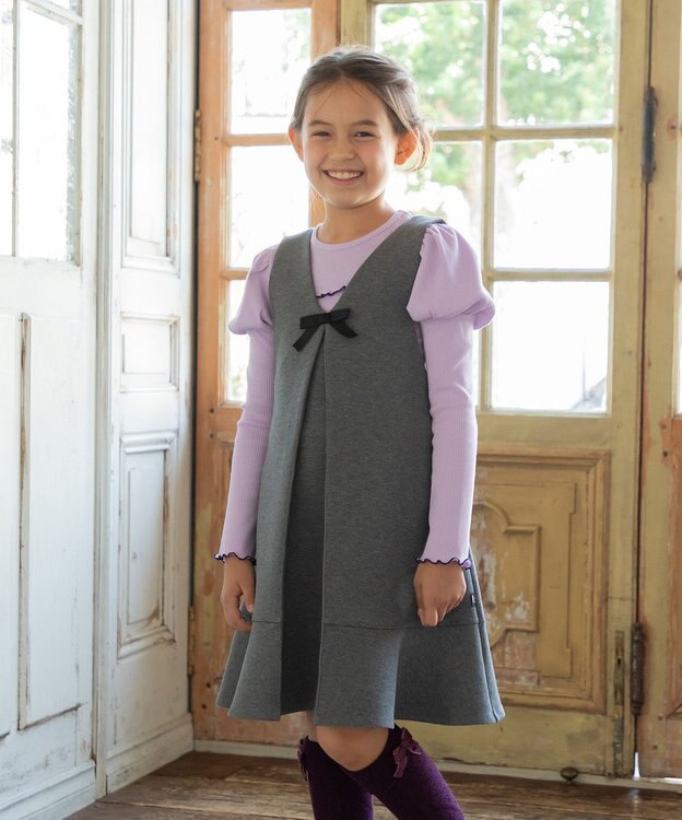 組曲 KIDS 【110-140㎝】【前後着用可】2WAY ジャンスカ チャコール