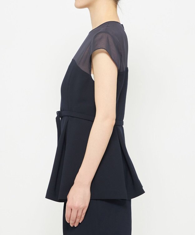 uncrave ウォッシャブルダブルクロス ビスチェブラウス(フレンチスリーブ) ネイビー