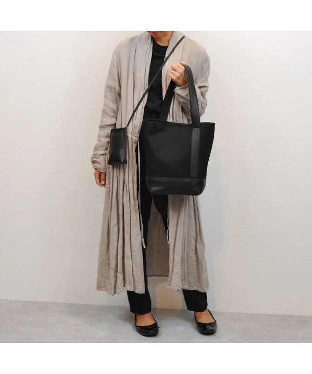 UNBILLION cachecache スマホショルダー付きワンハンドルパーテーショントートバッグ ブラックブラック